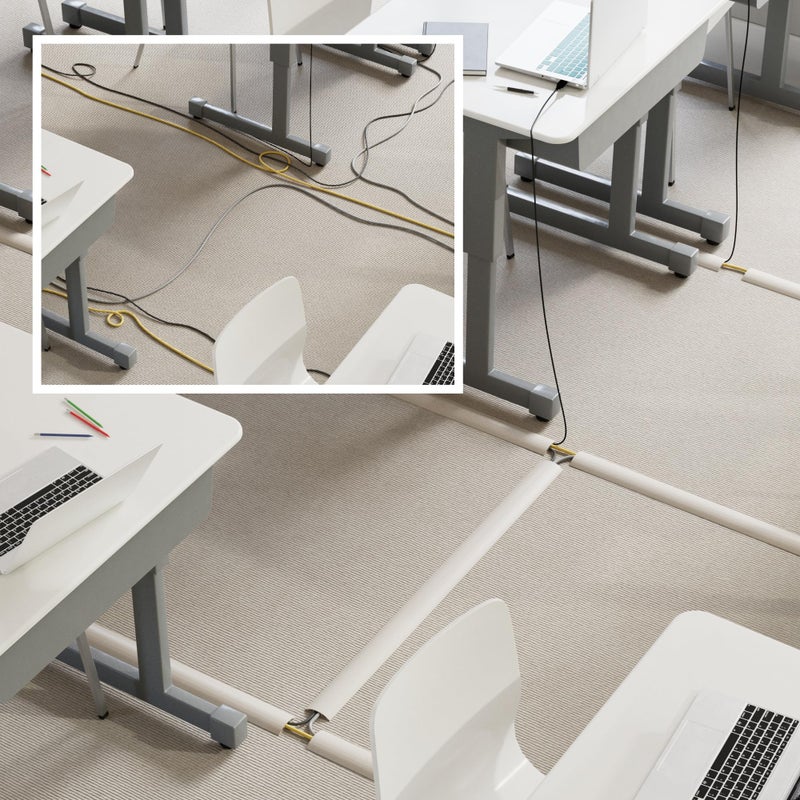 D-Line 30ft Floor Cord Cover, Floor Cable Protector, Extension Cord Cover, Protect Wires & Prevent Cable Trips, Cable Management Solution - Cord Cavity = 0.63" (W) x 0.31" (H) - Beige - Image 5